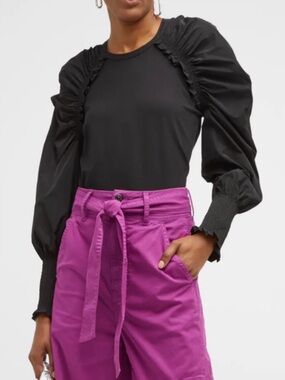 NWT Veronica Beard Jeans Sumeeta Pleated Puff Sleeve Top Size XS